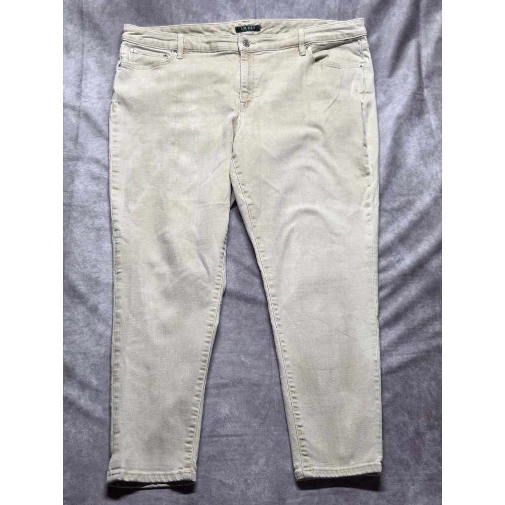 LRL Lauren Jeans Co. Ralph Denim Jeans Size 22W Tan Stretch Skinny Ankle